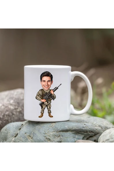 Özcan Tasarım Kişiye Özel Bardak - Karikatür Bardak - Erkek Asker Bardak ürün görseli 1