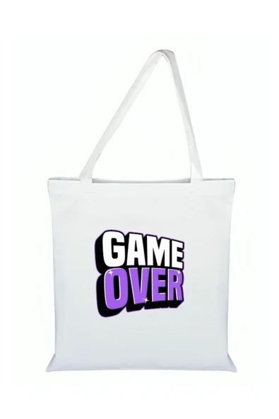 Özcan Tasarım Game Over Baskılı Bez Çanta - Game Overlı Çanta ürün görseli 1