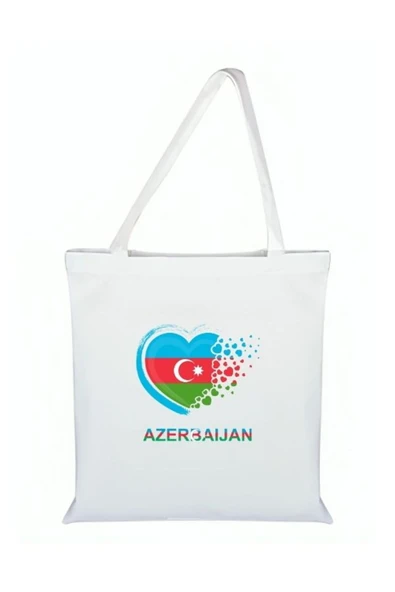 Özcan Tasarım Azerbaycan Baskılı Bez Çanta - Azerbaycan Bayraklı Çanta ürün görseli 1