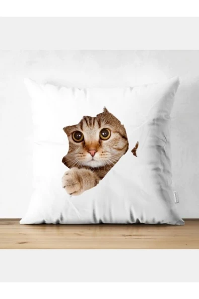 Özcan Tasarım Kedi Model Kırlent Kılıfı - Kedi Yastık Kılıfı ürün görseli 1