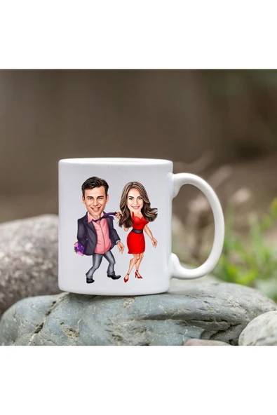 Özcan Tasarım Kişiye Özel Bardak - Karikatür Bardak - Sevgili Bardağı ürün görseli 1