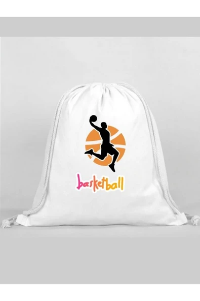 Özcan Tasarım Basketbol Baskılı Sırt Çantası - İp Büzgülü Spor Çanta ürün görseli 1