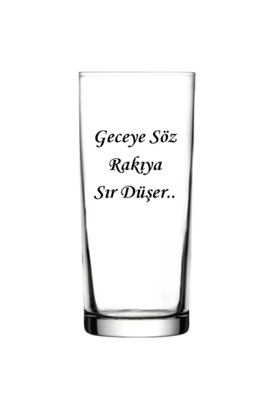 Özcan Tasarım Geceye Söz Rakıya Sır Düşer Yazılı Rakı Bardağı ürün görseli 1