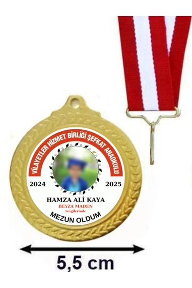 Özcan Tasarım Kişiye Özel Mezuniyet Madalyası - Fotoğraflı Madalya ( 24 Adet ) ürün görseli 1