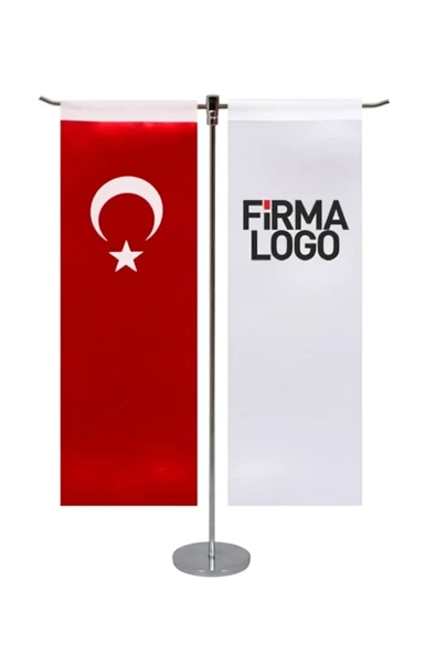 Özcan Tasarım Kişiye Özel Masa Bayrağı - Çift Direk Masa Bayrağı - Logolu Masa Bayrağı - Kırlangıç Bayrak ürün görseli 1