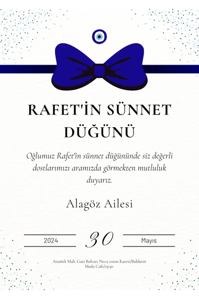 Özcan Tasarım Kişiye Özel Davetiye - Sünnet Davetiye - Sünnet Davetiyesi ( Zarflı ) ( 50 Adet ) Model 3 ürün görseli 1