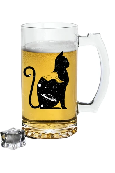 Özcan Tasarım Kedi Baskılı Bira Bardağı - Bira Bardak ürün görseli 1