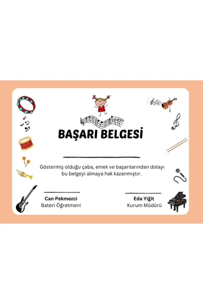 Özcan Tasarım Kişiye Özel Sertifika - Mezuniyet Sertifikası - Başarı Sertifikası Kız ( 10 Adet ) ürün görseli 1