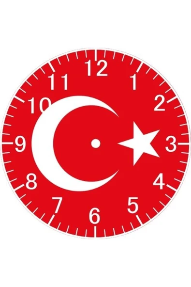 Özcan Tasarım Türk Bayraklı Duvar Saati - Türk Bayraklı Saat ürün görseli 1