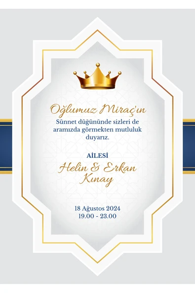 Özcan Tasarım Kişiye Özel Davetiye - Sünnet Davetiye - Sünnet Davetiyesi ( Zarflı ) ( 50 Adet ) Model 5 ürün görseli 1
