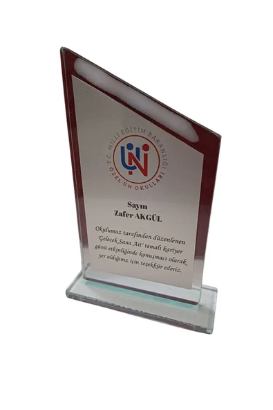 Özcan Tasarım Kişiye Özel Cam Plaket - Öğretmene Plaket - Mezuniyet Plaketi - Ekonomik Plaket ürün görseli 1