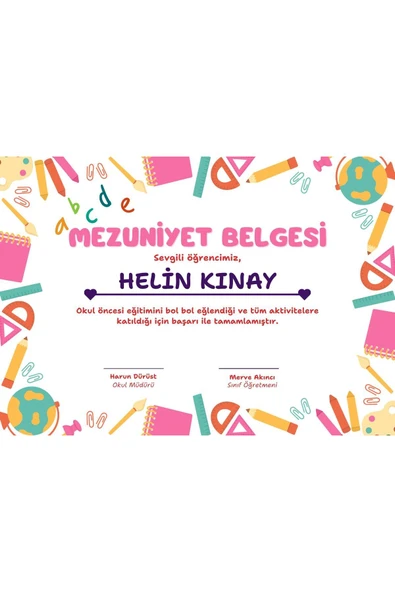 Özcan Tasarım Kişiye Özel Sertifika - Mezuniyet Sertifikası - Mezuniyet Belgesi ( 10 Adet ) Aksesuar ürün görseli 1