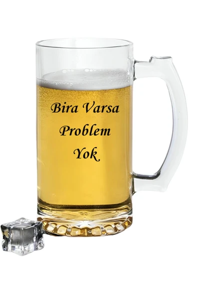 Özcan Tasarım Güzel Söz Yazılı Bira Bardağı - Problem Yok Yazılı Bira Bardağı ürün görseli 1