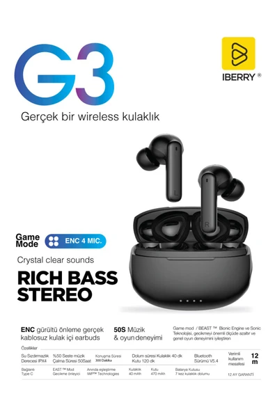 IBERRY G3 TRUE WIRELESS EARBUDS - Resim 4