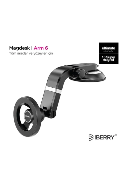 İBERRY MAGLOCK ARM 6 VANTUZLU MAGSAFE ARAÇ İÇİ TELEFON TUTUCU ürün görseli 1
