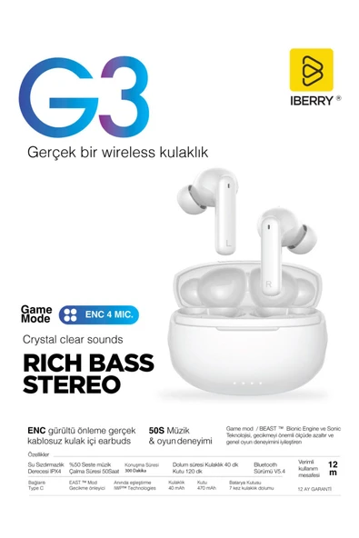 IBERRY G3 TRUE WIRELESS EARBUDS - Resim 4