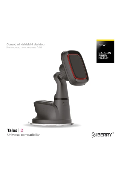 İBERRY TALES2 KIRMIZI VANTUZLU MANYETİK ARAÇ İÇİ TELEFON TUTUCU ürün görseli 1