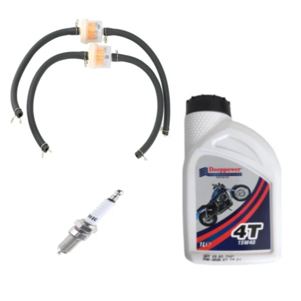 Kmtmak Motorsiklet Filtre Benzin Hortum Set 2 Adet 4T Yağ D8TC Buji ürün görseli 1
