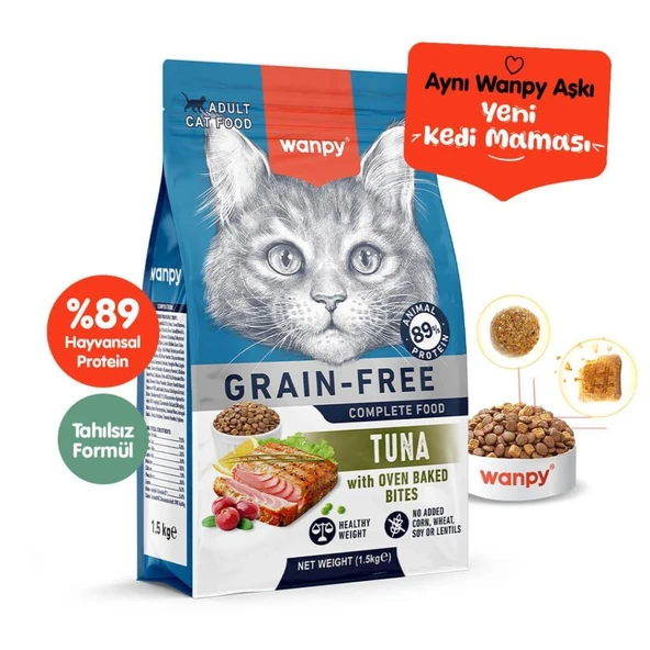 Wanpy Tahılsız Ton Balıklı Yetişkin Kedi Maması 1,5 kg ürün görseli 1