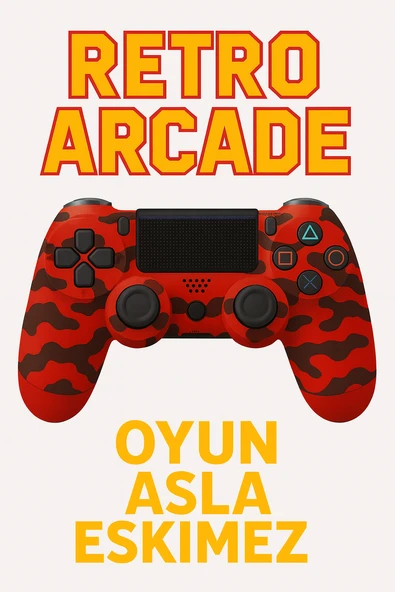 Yeni Nesil PS4 Kolu Kablosuz, Şarj Edilebilir, Ergonomik Titremeli Dayanıklı Oyun Dostu Kırmızı Kamuflaj ürün görseli 1