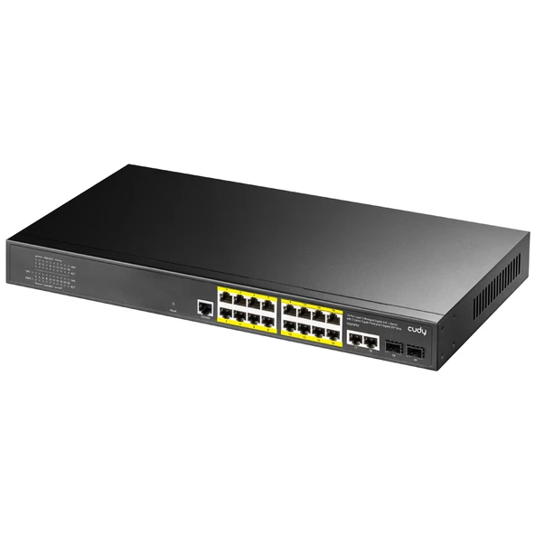 CUDY 16port GS2018PS2-200W 2X-SFP Full PoE 200w Yönetilebilir Switch ürün görseli 1