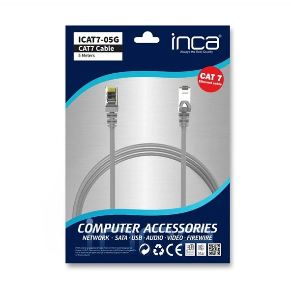 INCA 5m CAT7 S/FTP ICAT7-05TG Gri Patch Kablo - Resim 5