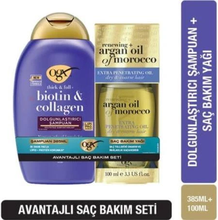 Organix Set - Biotin Collagen Şampuan 385 ml + Argan Saç Bakım Yağı 100 ml ürün görseli 1