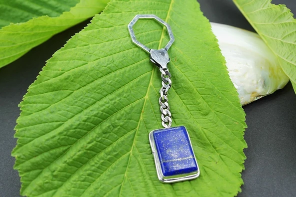Lapis Taşlı 925 Ayara Gümüş Anahtarlık ürün görseli 1