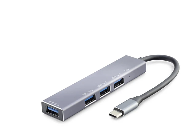 Type-C Hub 4*Usb3.0 Gri HDX7043 ürün görseli 1