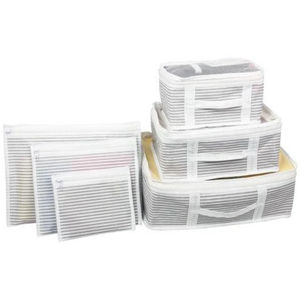 Bavul İçi Düzenleyici Valiz  Organizer 6 lı Set - Çizgili ürün görseli 1