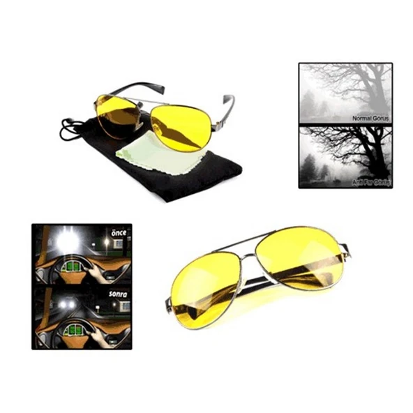 Metal Çerçeveli Anti Far Gece Görüş Gözlüğü (Damla Modeli) ürün görseli 1