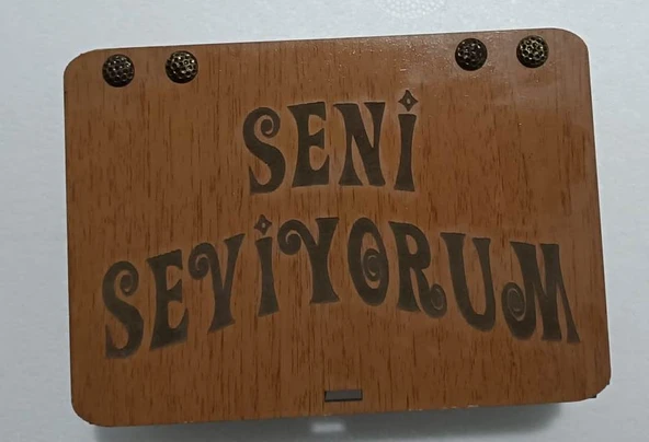 Seni Seviyorum Ahşap Hediye Kutusu Sevgiliye Hediye - Resim 5