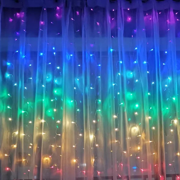 Perde Led  240 Ledli 8 Fonksiyonlu Dekor Lambası RGB ürün görseli 1