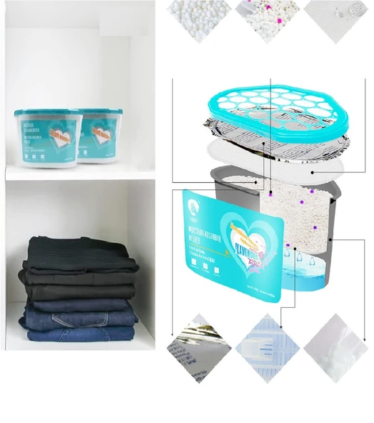 600 ML Nem Alıcı Rutubet Giderici Aparat - Limonlu Mutfak Salon Banyo Küf Koku Alıcı Granül ürün görseli 1
