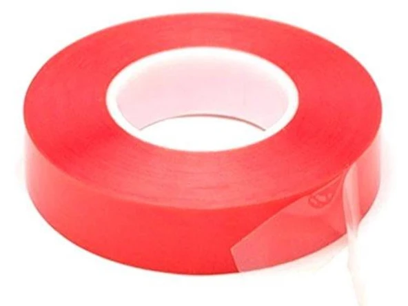Çift Taraflı Akrilik Silikonize Bant 18 mm x 2 metre Kırmızı VHB ürün görseli 1