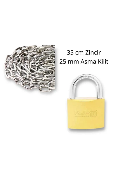 Emka Zincirli Kilit Yurt Spor Salonu Dolap Kilidi Dayanıklı Kilit Asma Kilit 25 mm ürün görseli 1