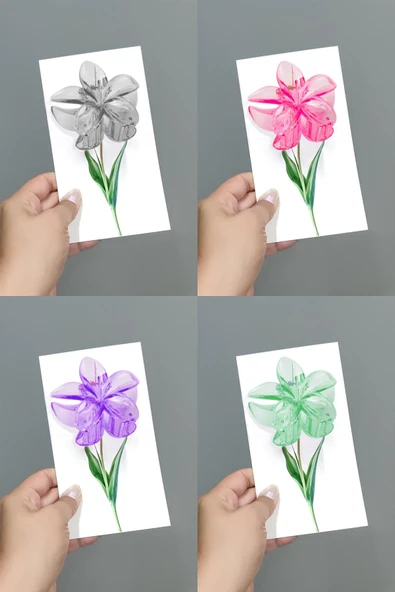 100 Adet Şeffaf Renkli Lotus Toka 8 cm Kına Seti ürün görseli 1