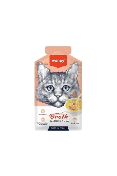 Wanpy Kediler için Somon ve Ton Balığı Eti Çorbası 50g ürün görseli 1