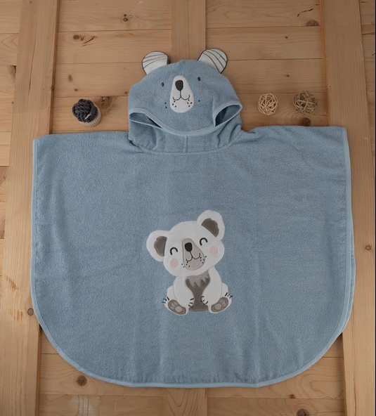 Sevimli Koala Desenli Kapüşonlu Bebek & Çocuk Panço Havlu Baveno ürün görseli 1
