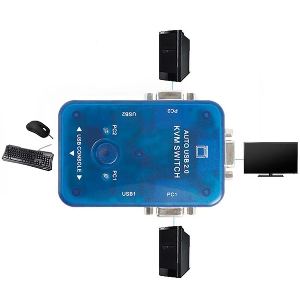 4949 Auto Otomatik Usb Kvm Switch 2 Port Çoklayıcı ürün görseli 1