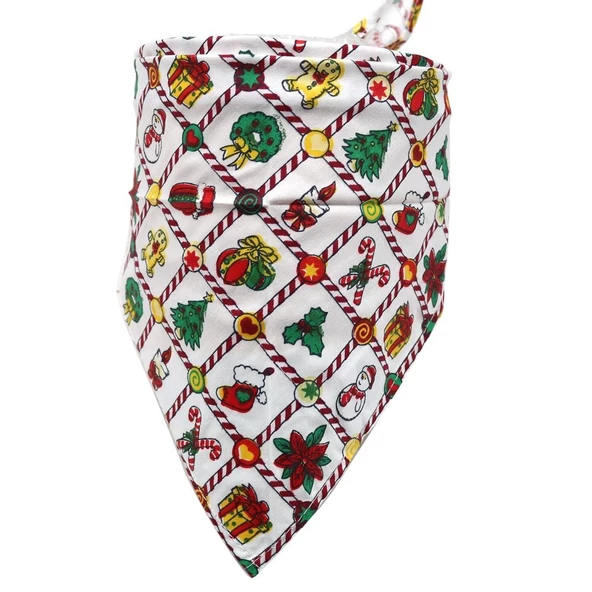 Kedi Köpek Yılbaşı Temalı Bandana Small 28x28x40 cm ürün görseli 1