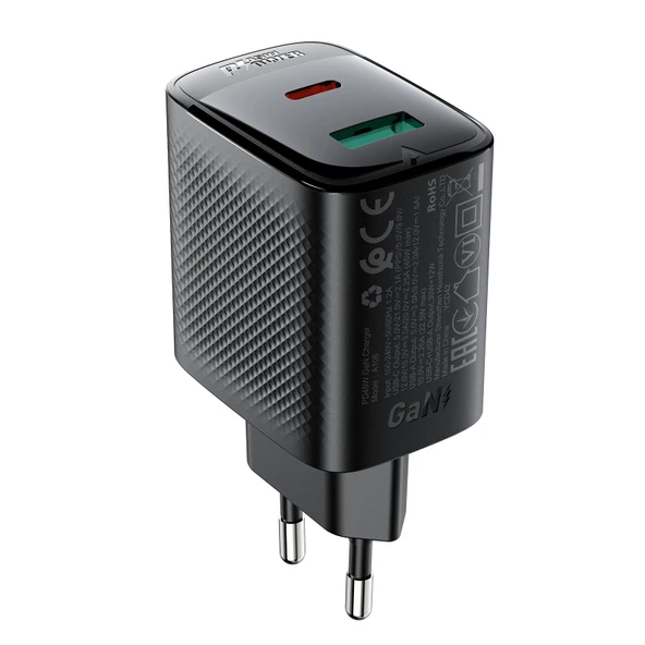 Acefast PD45W (1xUsb-C+1xUsb-A) Çıkışlı Hızlı Şarj Cihazı - A106 ürün görseli 1