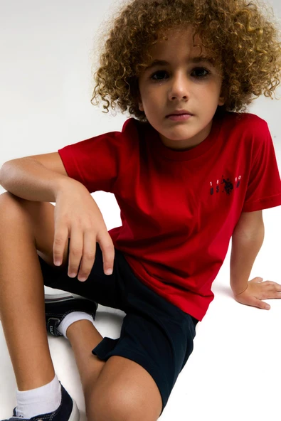 U.S. Polo Assn. Erkek Çocuk Sırt Yazılı Kırmızı Şortlu Bermuda Pijama Takım ürün görseli 1