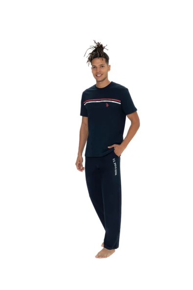 U.S. Polo Assn. Erkek Lacivert Bisiklet Yaka Kısa Kollu Pijama Takım ürün görseli 1
