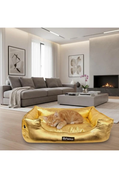 PATİTEX Özel Seri Gold Yatak- Kedi Yatak- Köpek Yatak - Lux Yatak- Minderli Yatak (M Beden ) ürün görseli 1