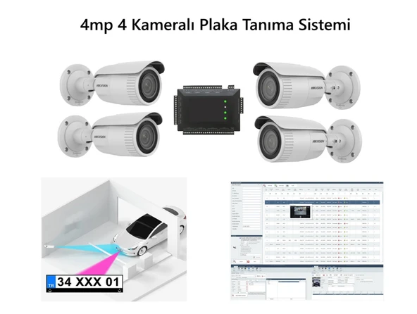Hikvision 4mp 4 Kameralı Plaka Tanıma Sistemi Yazılım Ve Kontrol Paneli Dahil Set ürün görseli 1