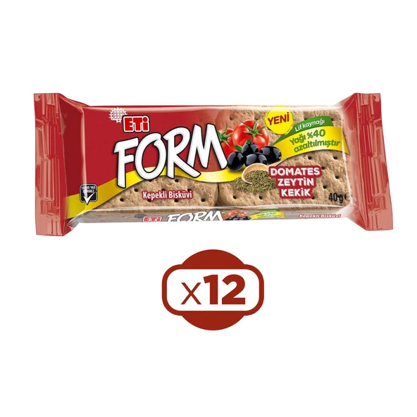 Eti Form Domatesli Zeytinli ve Kekikli Bisküvi 40 G x 12 Adet ürün görseli 1