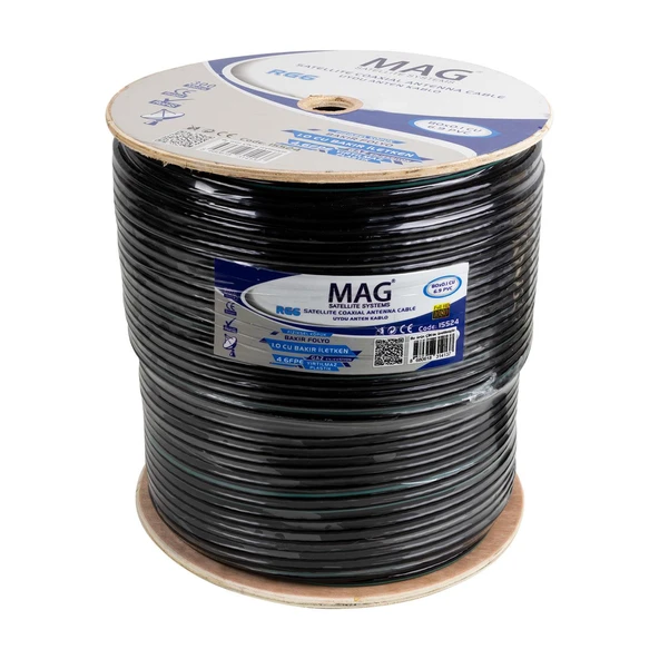 Mag RG6-U6 Cu-Cu Bakır 300 Metre Yeşil Anten Kablo ürün görseli 1