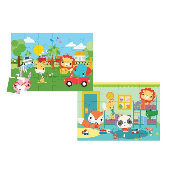 13406 KS Fisher-Price Baby Puzzle - Railway & Bedtime / 12+24 Parça Puzzle / +4 yaş ürün görseli 1