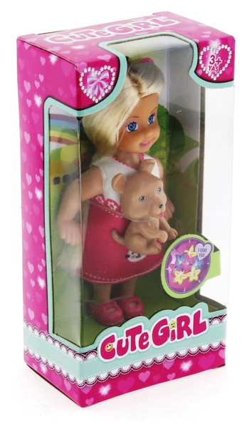 Cute Girl Kahverengi Köpekli ve Sarışın Mini Bebek ürün görseli 1